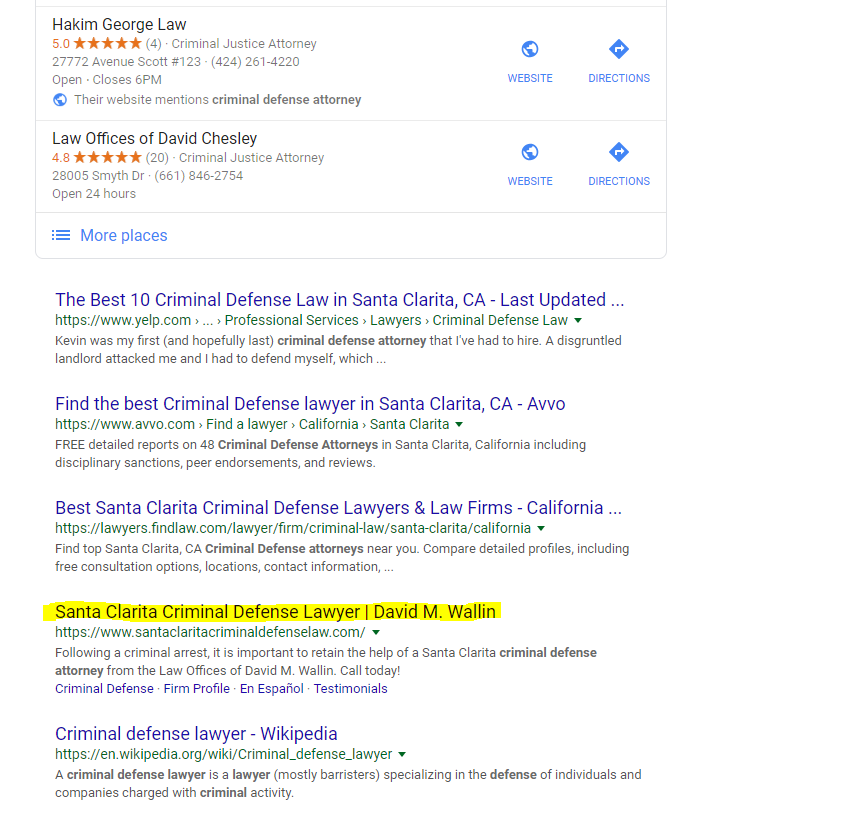 screenshot of Google search results - below ads and location results