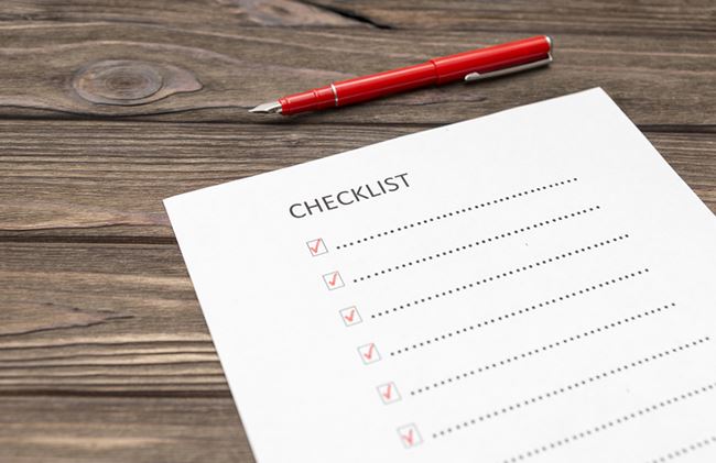 checklist on paper